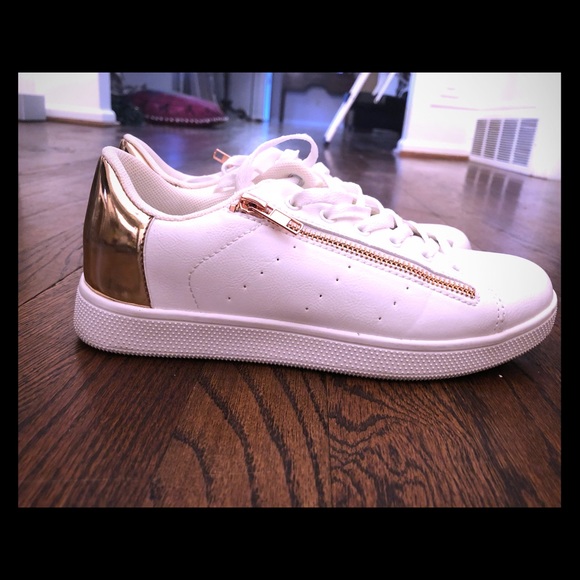 Size 6.5 Rose Gold/White Sneakers - Picture 1 of 3